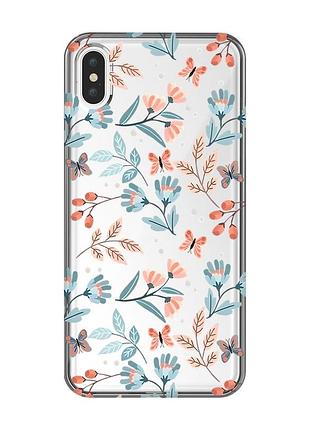 Прозрачный чехол на iphone xs max :: цветочный фон (принт 370)
