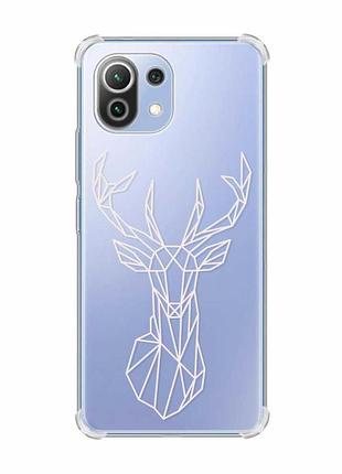 Чохол з потовщеними кутами на xiaomi mi 11 lite :: олень (принт 129)