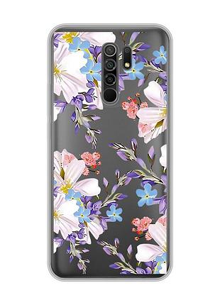 Прозорий чохол на xiaomi redmi 9 :: квітковий малюнок (принт 272)