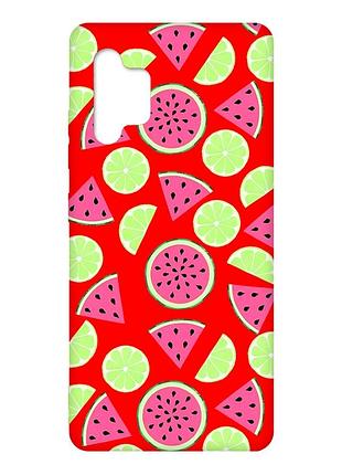 Матовый красный чехол на samsung galaxy a32 :: арбузы и лайм (принт 345)