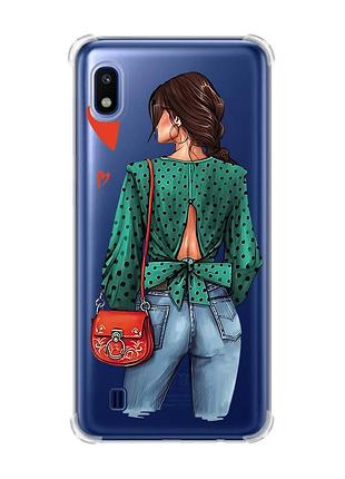 Чохол з потовщеними кутами на samsung galaxy a10 (2019)/a105 дівчина в зеленому (принт 224)