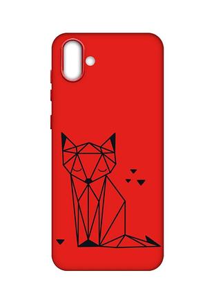 Матовый красный чехол на samsung galaxy a04 :: лиса (принт 126)