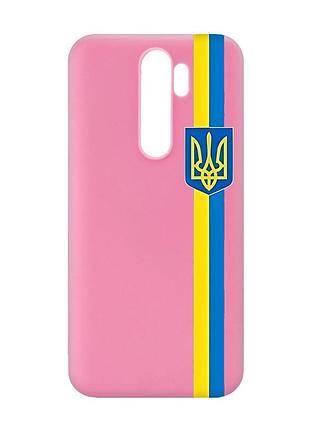 Матовый розовый чехол на xiaomi redmi note 8 pro :: лента украина (патриотический принт 253)