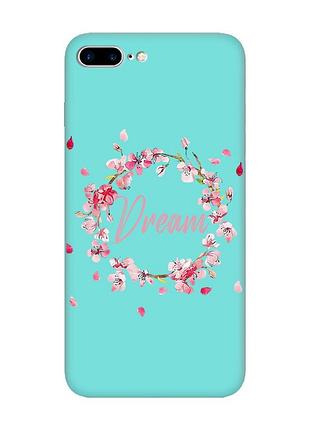 Матовый бирюзовый чехол на iphone 7 plus/8 plus :: веночек из сакуры (принт 284)