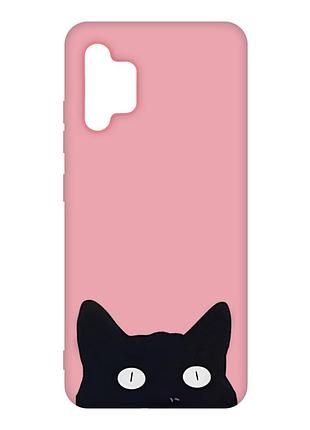 Матовый розовый чехол на samsung galaxy a32 :: кошечка (принт 119)