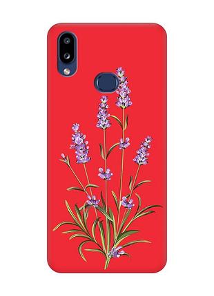 Матовый красный чехол на samsung galaxy a10ѕ a107 :: веточки лаванды (принт 266)