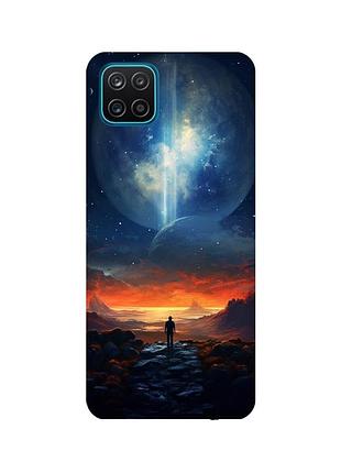 Чехол с бирюзовыми боками для samsung galaxy a12 :: космос (принт 247)
