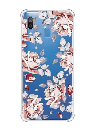 Чехол с утолщёнными углами на samsung galaxy a30 (2019)/a20 (2019) фон розы (принт 273)