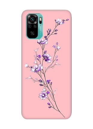 Матовий рожевий чохол на xiaomi redmi note 10 / note 10s :: гілочка квітів (принт 278)