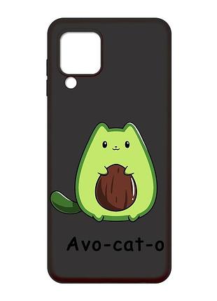 Матовий чорний чохол на samsung galaxy a22 4g/m32/m22 :: котик авокадо (принт 306)