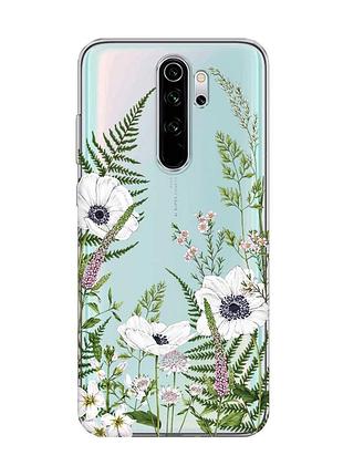Прозрачный чехол на xiaomi redmi note 8 pro :: цветы полевые (принт 363)
