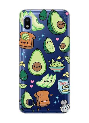 Прозрачный чехол на samsung galaxy a10 (2019) a105 :: милашки авокадо каваи (принт 305)