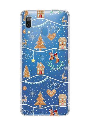 Прозрачный чехол на samsung galaxy a30 (2019)/a20 (2019) фон рождество (новогодний принт 201)
