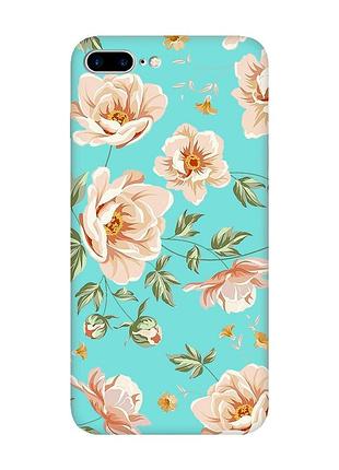 Матовий бірюзовий чохол на iphone 7 plus/8 plus :: квіти пастельні (принт 277)