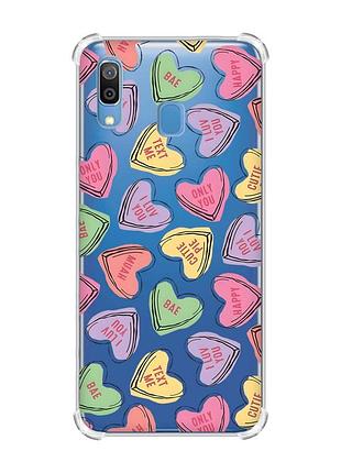 Чохол з потовщеними кутами на samsung galaxy a30 (2019)/a20 (2019) сердечка з текстом (принт 333)