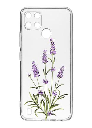 Прозрачный чехол на realme c21y :: веточки лаванды (принт 266)