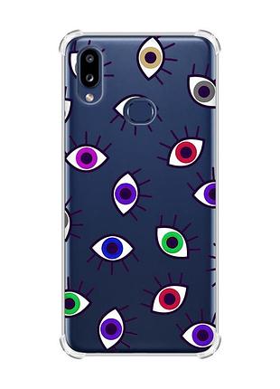 Чехол с утолщенными углами на samsung galaxy a10s (a107) :: разноцветные глаза (принт 336)