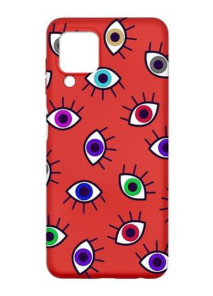 Матовий червоний чохол на samsung galaxy m32/a22/m22 4g :: різнокольорові очі (принт 336)