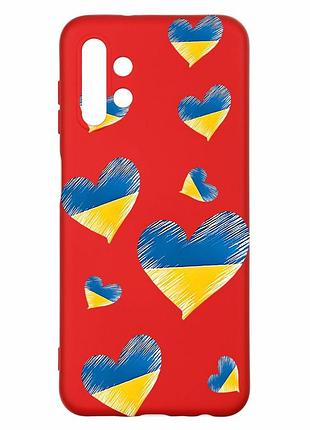 Матовый красный чехол на samsung a13 4g :: сердечка. украина (принт 258)