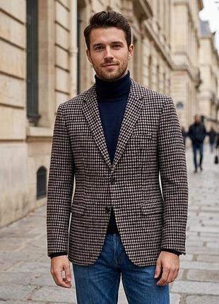 Exibit wool houndstooth blazer піджак блейзер в гусячу лапку італія
