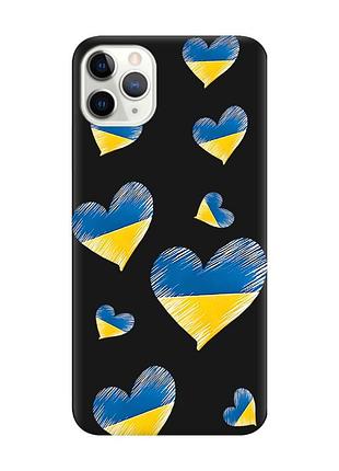 Матовый черный чехол на iphone 11 pro :: сердечка. украина (принт 258)