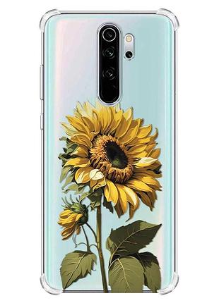 Чехол с утолщёнными углами на xiaomi redmi note 8 pro :: подсолнечник (принт 274)