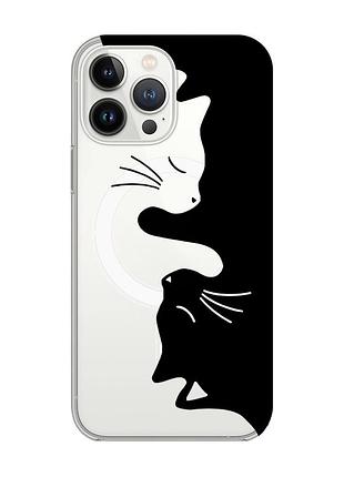Магнитный чехол на iphone 14 pro max с поддержкой magsafe :: кошечки (принт 118)