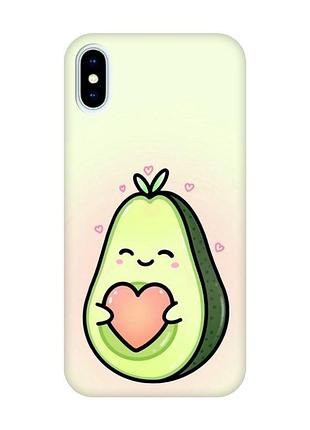Матовый чехол с розовыми боками на iphone x/xs :: кавай авокадо с сердечком (принт 310)