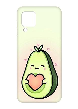 Матовый чехол с розовыми боками на samsung galaxy a224g/m32/m22 :: кавай авокадо с сердечком (принт 310)