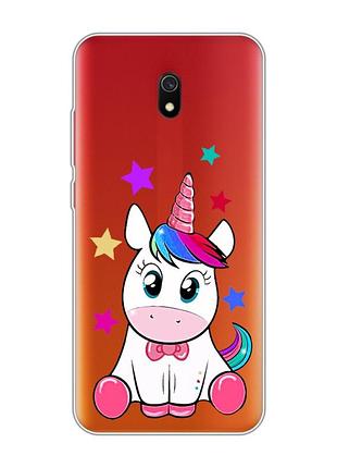 Прозрачный чехол на xiaomi redmi 8a :: единорог (принт 102)