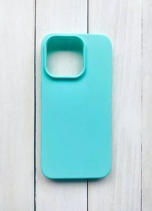 Матовый силиконовый чехол на iphone 15 pro бирюзовый