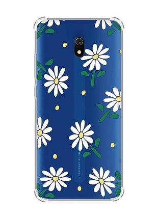 Чехол с утолщенными углами на xiaomi redmi 8a :: ромашки (принт 368)