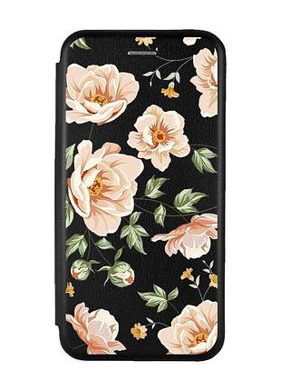 Чехол-книжка с рисунком на iphone 11 :: черный :: цветы пастельные (принт 277)