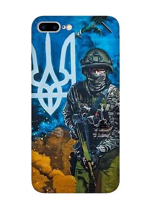 Матовий чохол з рожевими боками на iphone 7 plus/8 plus :: військовий (принт 349)
