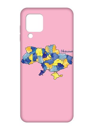 Матовый розовый чехол на samsung galaxy a224g/m32/m22 :: карта украины (принт 261)