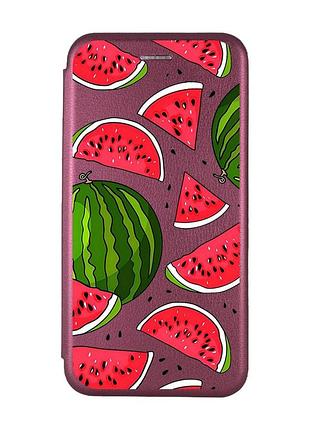 Чехол-книжка с рисунком для samsung galaxy a30 (2019) a305/ a20 бордовый :: арбузы (принт 341)