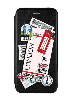 Чехол-книжка с рисунком для samsung galaxy a24 черный :: путешествия. лондон (принт 326)