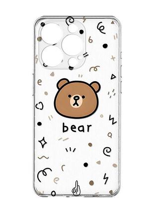 Чохол із захистом камери на iphone 15 pro :: ведмедик (принт 76)