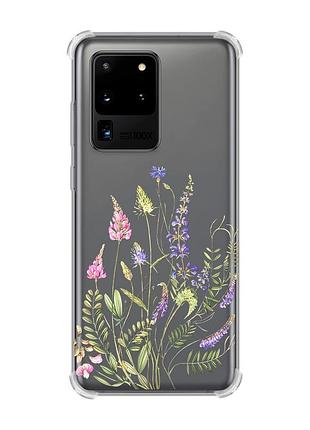 Чехол с утолщёнными углами для samsung galaxy s20 ultra :: цветочная идиллия (принт 382)