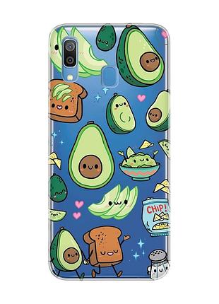 Прозрачный чехол на samsung galaxy a30 (2019)/a20 (2019) милашки авокадо каваи (принт 305)