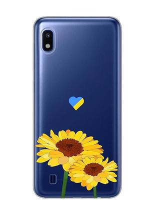 Прозрачный чехол на samsung galaxy a10 (2019) a105 :: желтые цветы (принт 364)
