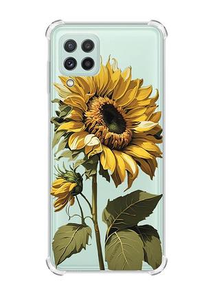 Чехол с утолщёнными углами на samsung galaxy a22 4g/m32/m22 :: подсолнечник (принт 274)
