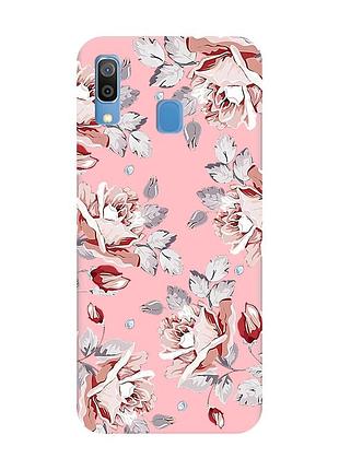 Матовый розовый чехол на samsung galaxy a30 (2019) / a20 (2019) :: фон розы (принт 273)