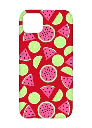 Матовый красный чехол на iphone 14 plus :: арбузы и лайм (принт 345)