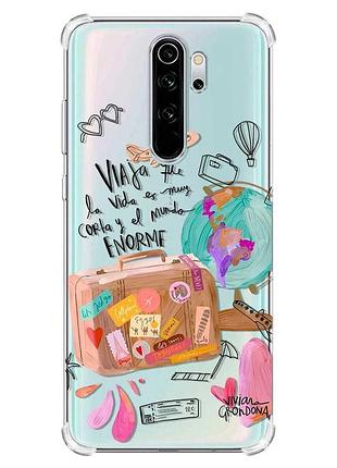 Чехол с утолщёнными углами на xiaomi redmi note 8 pro :: настроение путешествовать (принт 329)