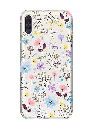 Прозрачный чехол на samsung galaxy a11 :: цветочный фон (принт 267)