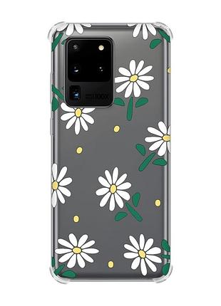Чехол с утолщёнными углами для samsung galaxy s20 ultra :: ромашки (принт 368)
