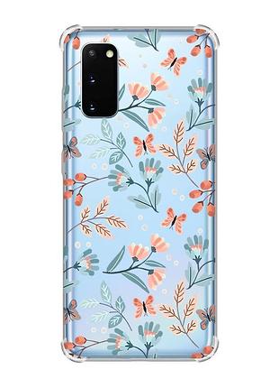 Чохол із потовщеними кутами на samsung galaxy s20 plus :: квітковий фон (принт 370)