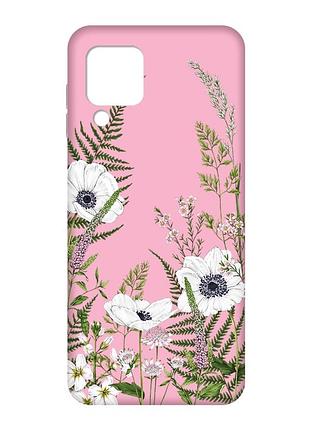 Матовий рожевий чохол на samsung galaxy m32/a22/m22 4g :: квіти польові (принт 363)