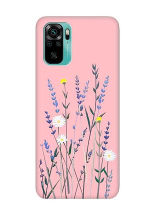 Матовий рожевий чохол на xiaomi redmi note 10 / note 10s :: польові квіти (принт 270)